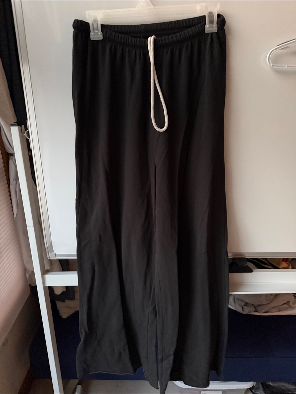 Men's Black Drawstring Jogger Pants with White Cord